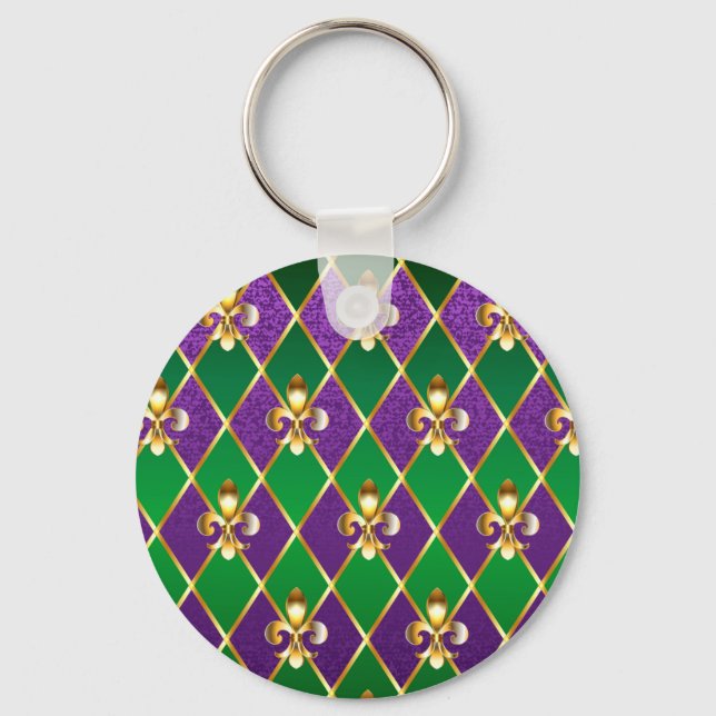 Jewellery Background Mardi Gras Keychain (Front)