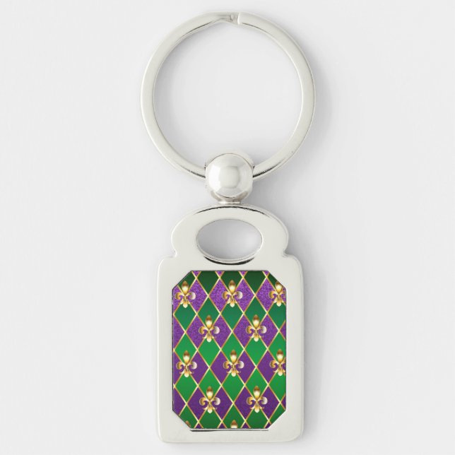 Jewellery Background Mardi Gras Keychain (Front)