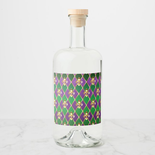 Jewellery Background Mardi Gras Liquor Bottle Label (Front)