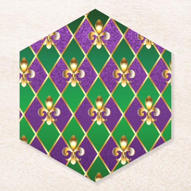 Jewellery Background Mardi Gras Paper Coaster (Front)
