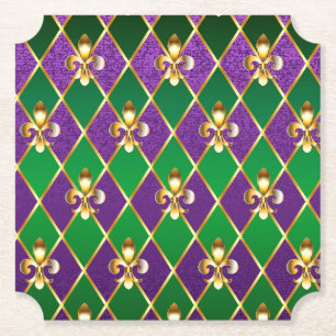 Jewellery Background Mardi Gras Paper Coaster