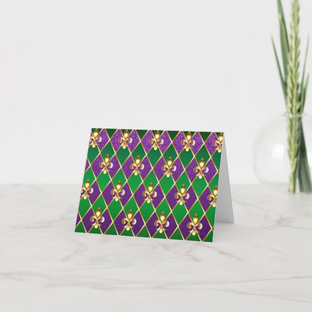Jewellery Background Mardi Gras Thank You Card (Front)