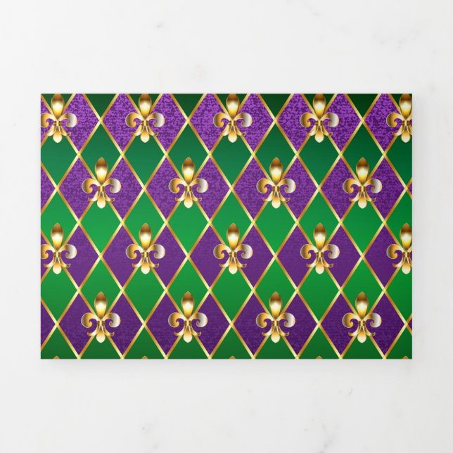Jewellery Background Mardi Gras Tri-Fold Announcement (Cover)