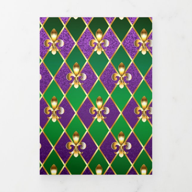 Jewellery Background Mardi Gras Tri-Fold Card (Cover)