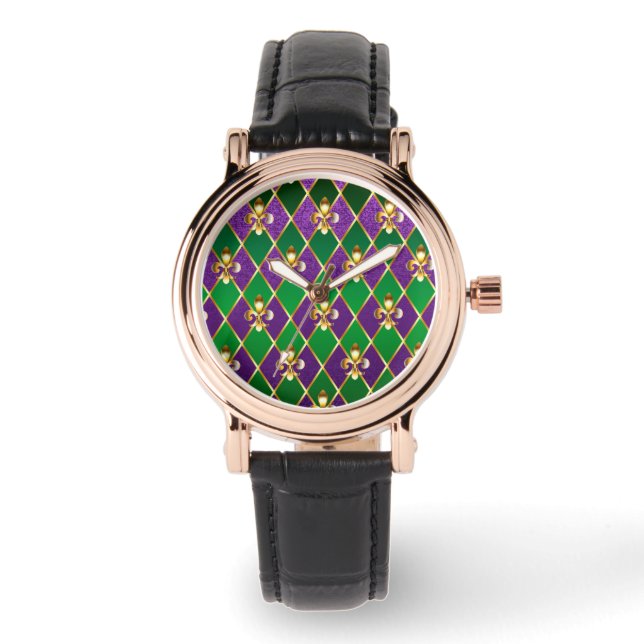 Jewellery Background Mardi Gras Watch (Front)