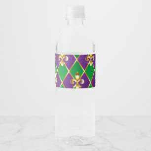 Jewellery Background Mardi Gras Water Bottle Label