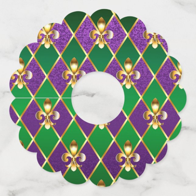 Jewellery Background Mardi Gras Wine Glass Tag (Front)