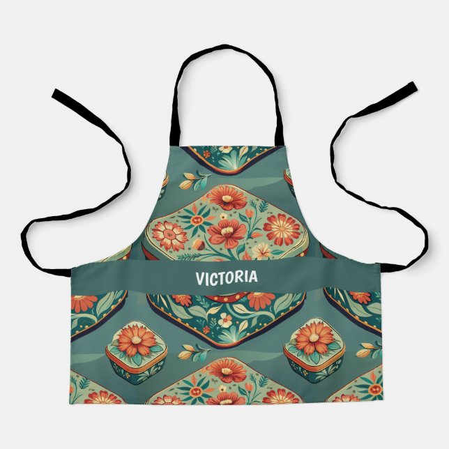 Jewellery Box Floral Custom Pattern Apron (Front)