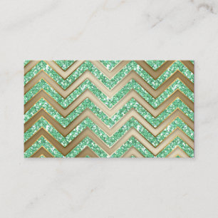 Jewellery Business Card Chevron Sparkle Gold Mint