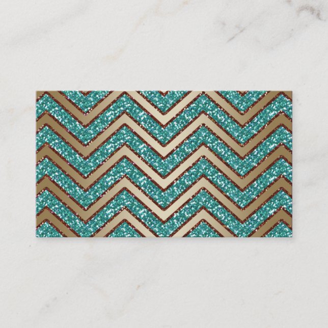 Jewellery Business Card Chevron Sparkle Gold Teal (Front)