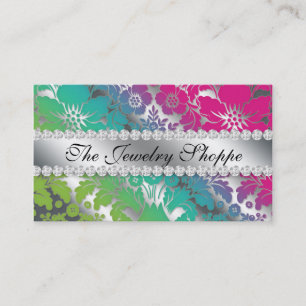 Jewellery Business Card Damask Floral Silver PGB