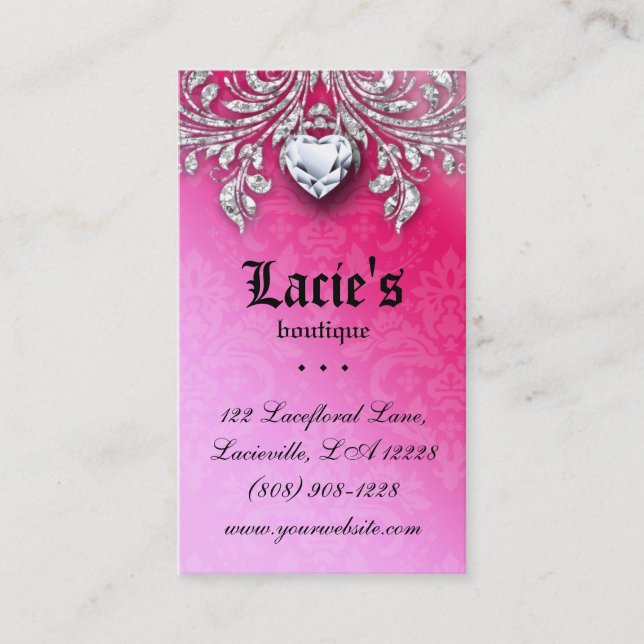 Jewellery Business Card Elegant Vintage Damask (Front)