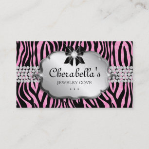 Jewellery Business Card Zebra Bow Heart