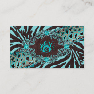 Jewellery Business Cards Animal Zebra Leopard Blue