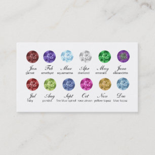 Jewellery Business Cards Birthstones Damask BW