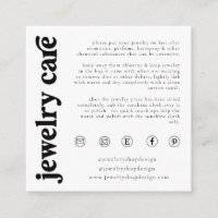Jewellery Care Card, Order Insert, Small Business