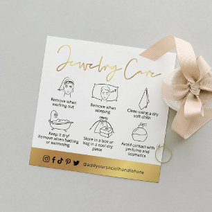 Jewellery Care Guide White & Gold Script Logo Card