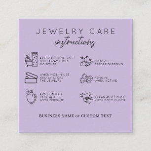 Jewellery Care Instruction Purple Thank You Busine Enclosure Card