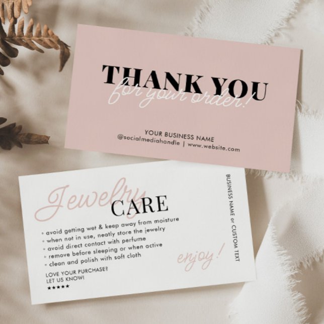 Jewellery Care Instruction Thank You Order Busines Enclosure Card (Creator Uploaded)