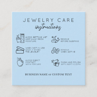 Jewellery Care Instructions Blue Thank You Busines Enclosure Card
