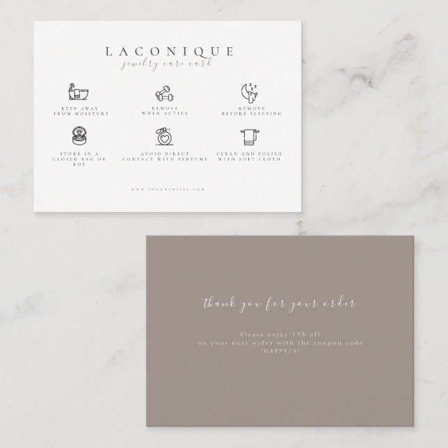  Jewellery Care Instructions | Earring Care Business Card (Front/Back)