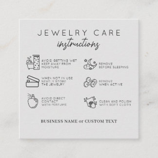 Jewellery Care Instructions Grey Thank You Busines Enclosure Card