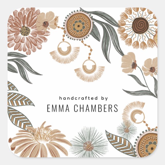 Jewellery Designer Boho Floral Product Label (Front)