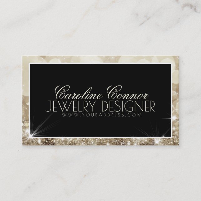 Jewellery Designer Glitter Star Black Bold Card (Front)