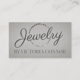 Jewellery Designer Metal Glitter Dot Circle Grey  Business Card