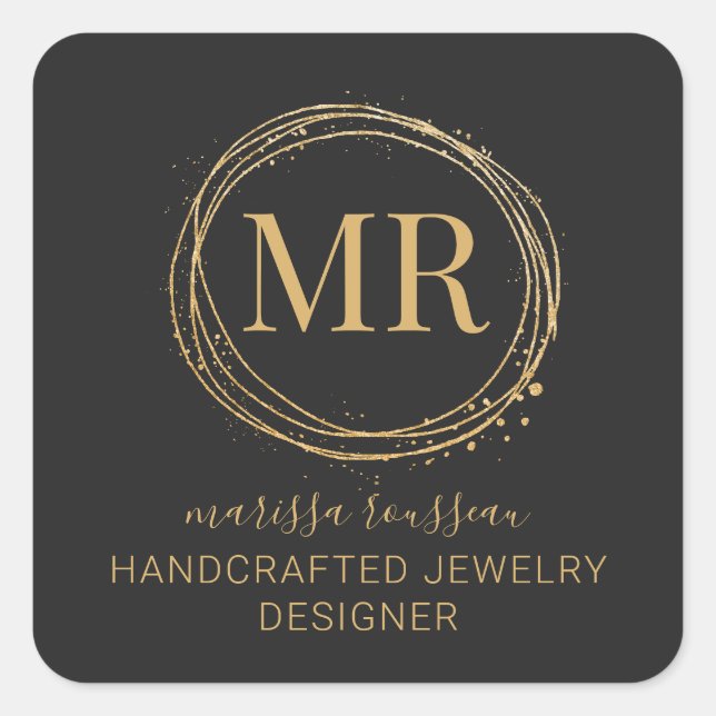 Jewellery Designer Script Gold Black Product Label (Front)