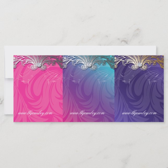 Jewellery Earring Cards Elegant Scroll Pink Purple (Front)