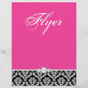 Jewellery Flyer Hair Salon Damask Black Pink Class