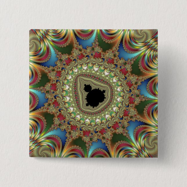 Jewellery Fractal 2 Inch Square Button (Front)