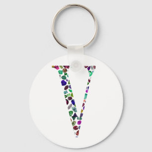 Jewellery Gemstones Monogram Letter V Keychain