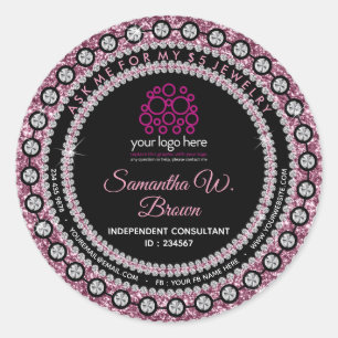 Jewellery Glitter Pink Classic Round Sticker