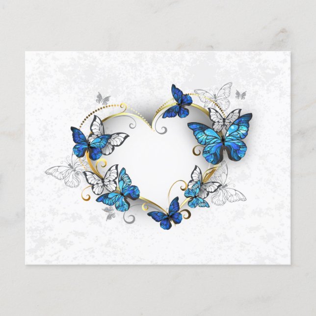 Jewellery Heart with Butterflies Morpho (Front)