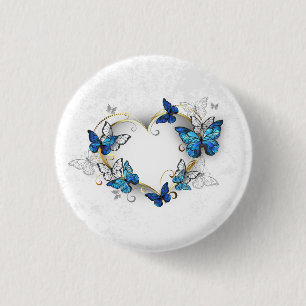 Jewellery Heart with Butterflies Morpho 1 Inch Round Button