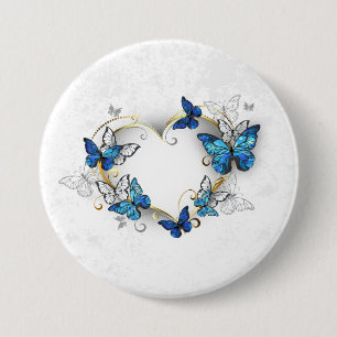 Jewellery Heart with Butterflies Morpho 3 Inch Round Button