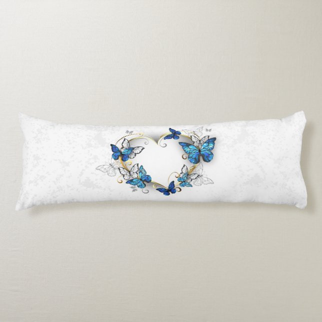 Jewellery Heart with Butterflies Morpho Body Pillow (Front)