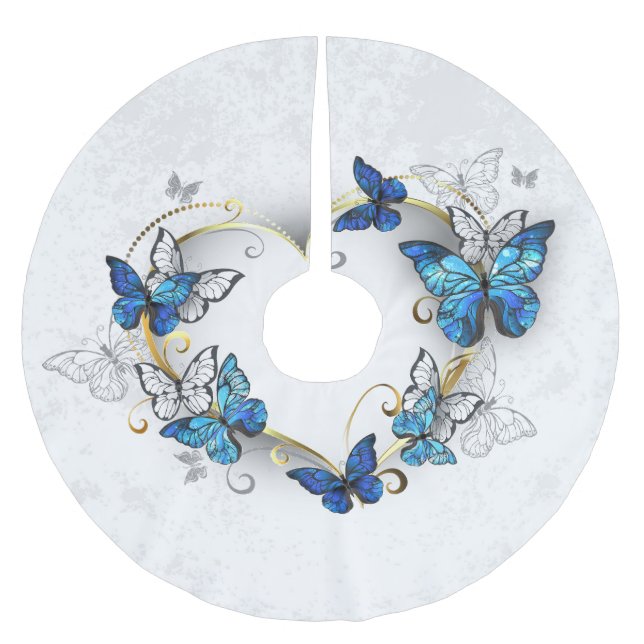 Jewellery Heart with Butterflies Morpho Brushed Polyester Tree Skirt (Front)