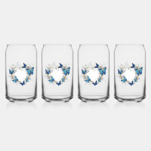 Jewellery Heart with Butterflies Morpho Can Glass