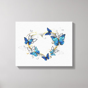Jewellery Heart with Butterflies Morpho Canvas Print