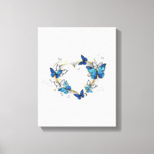 Jewellery Heart with Butterflies Morpho Canvas Print