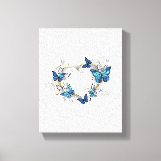 Jewellery Heart with Butterflies Morpho Canvas Print (Front)