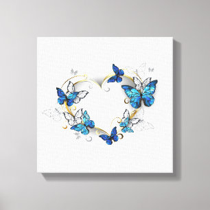 Jewellery Heart with Butterflies Morpho Canvas Print