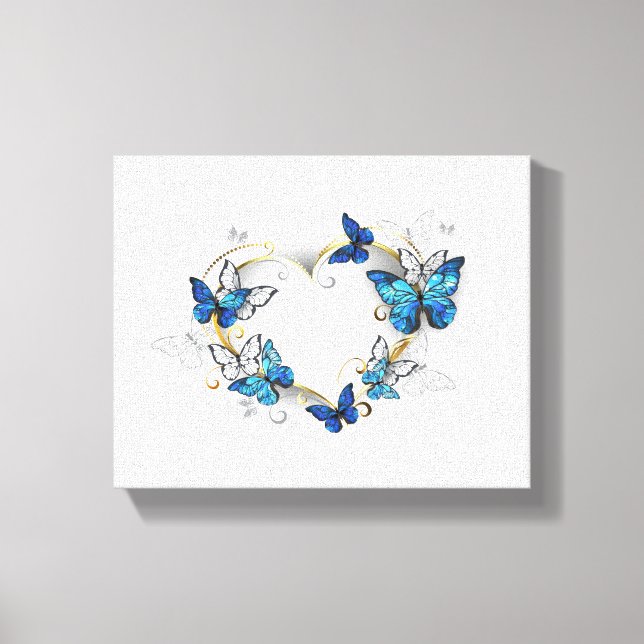 Jewellery Heart with Butterflies Morpho Canvas Print (Front)