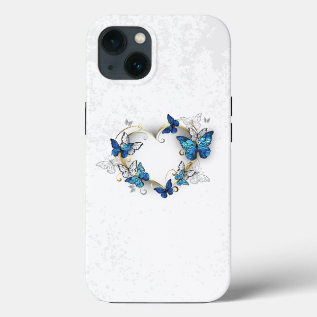 Jewellery Heart with Butterflies Morpho Case-Mate iPhone Case (Back)