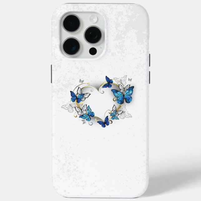 Jewellery Heart with Butterflies Morpho Case-Mate iPhone Case (Back)