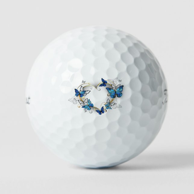 Jewellery Heart with Butterflies Morpho Golf Balls (Front)