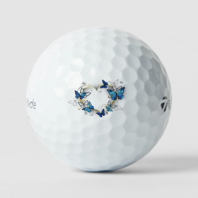 Jewellery Heart with Butterflies Morpho Golf Balls (Front)